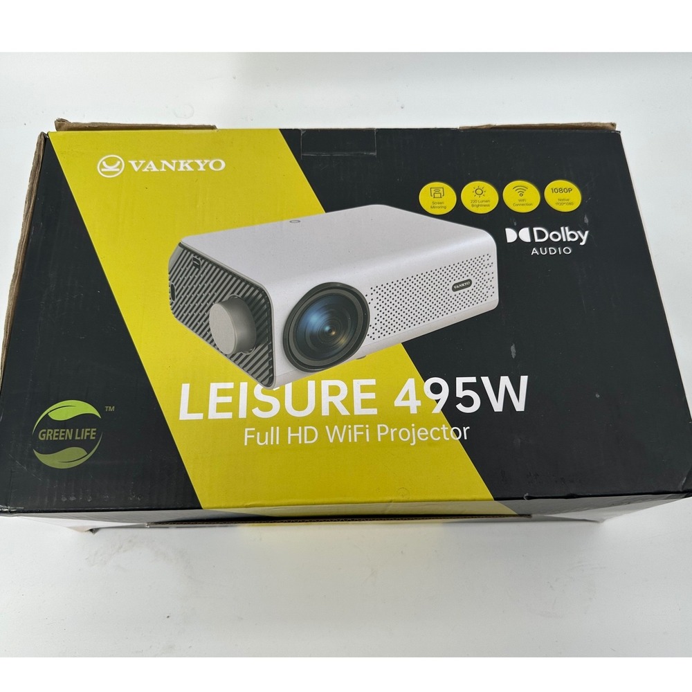 Vankyo Leisure 495W Full HD WiFi Projector 1080P Dolby Audio White Home Theater